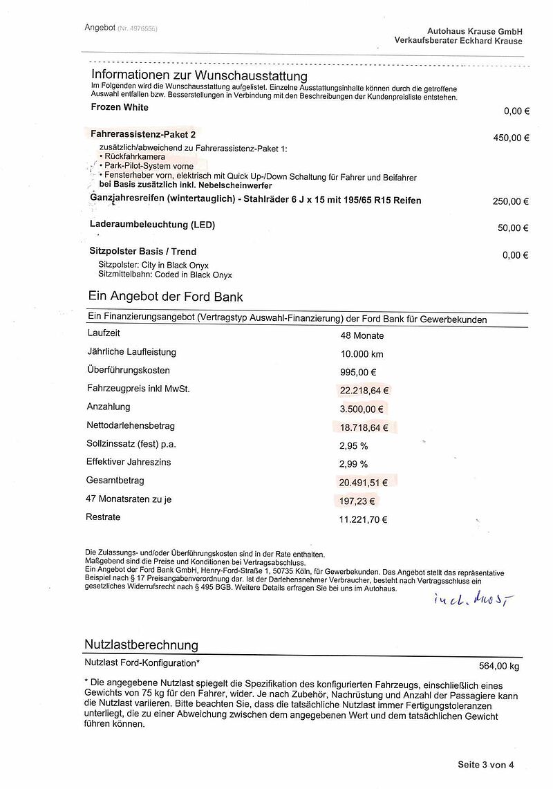 Ford Transit Courier Kasten Trend Klima