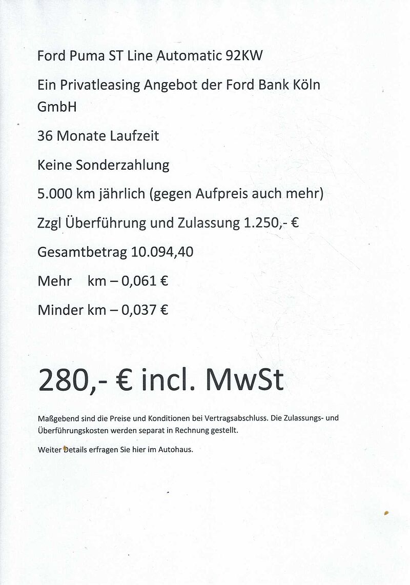 Ford Puma Hybrid ST-Linie Automatic