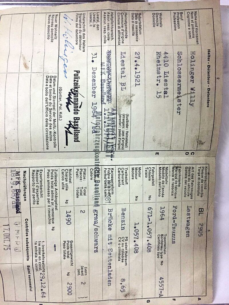 Ford Verkauft : Taunus Transit Pritsche FK 1250 / 1. Hdn ./ AHK